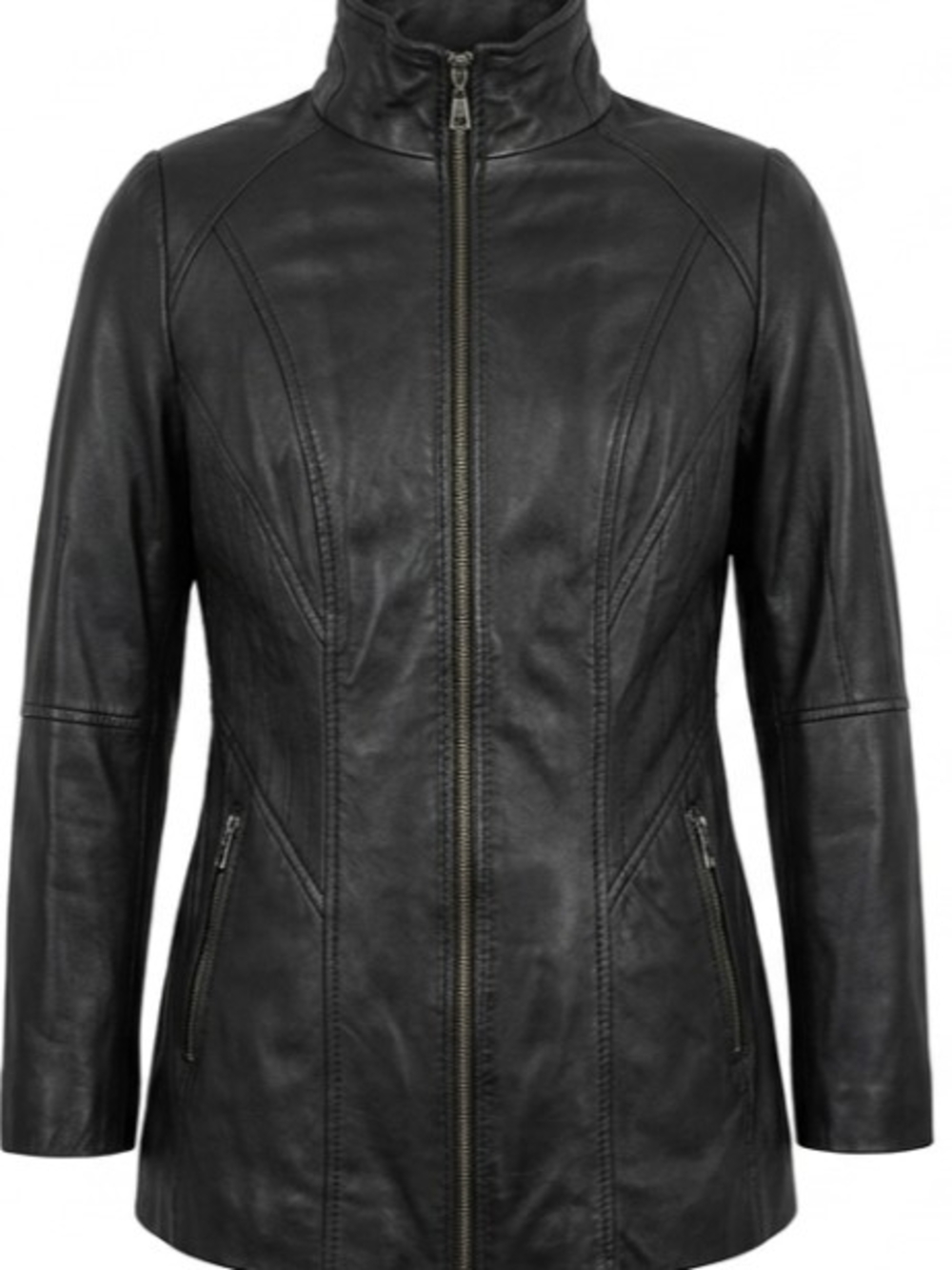 Vintage Y2K Danier Black Leather Stand Collar Jacket Medium